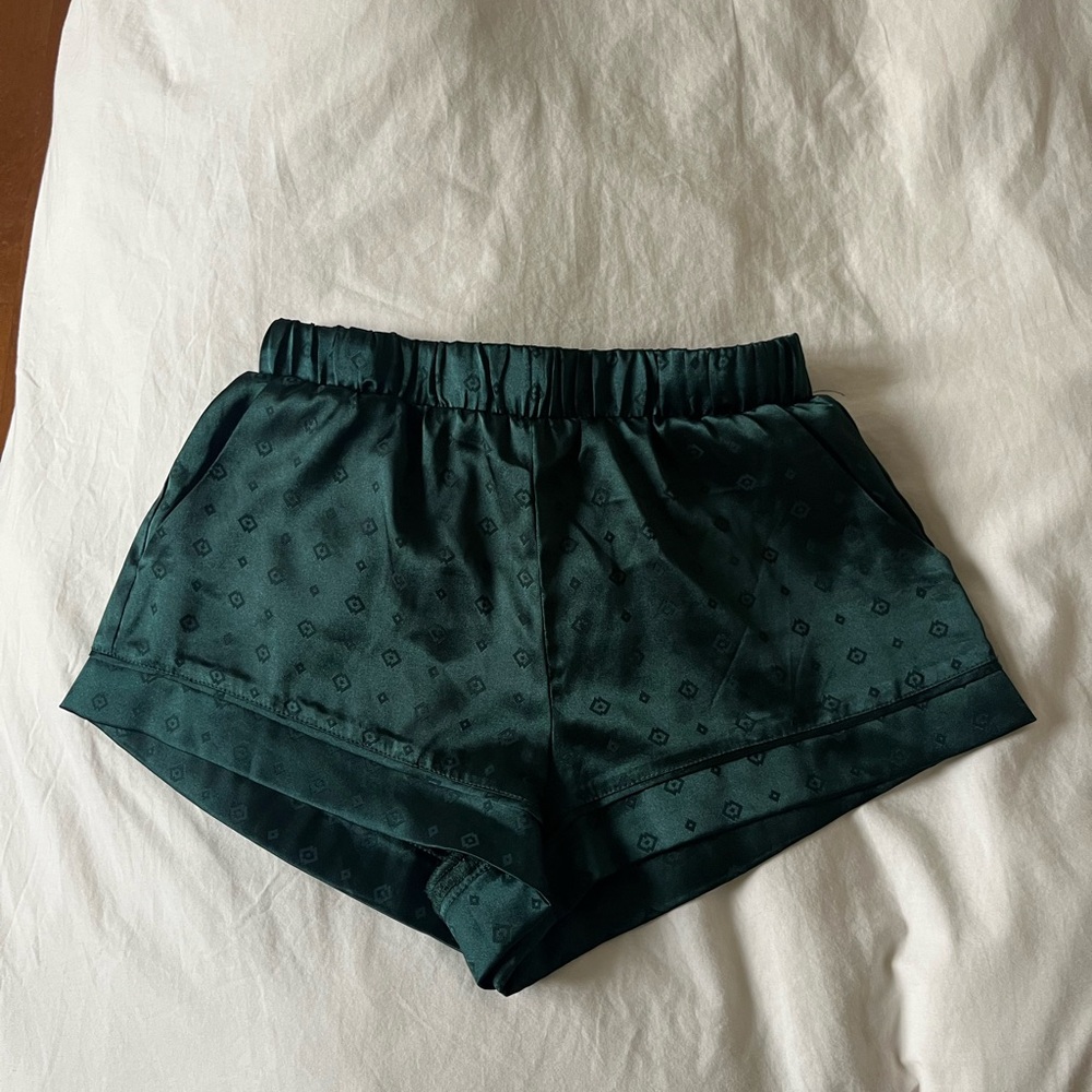 Dynamite Dark Green Women's Satin Pajama Shorts